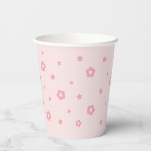 Baby Girl Pink Butterfly Babydusche Pappbecher (Rückseite)