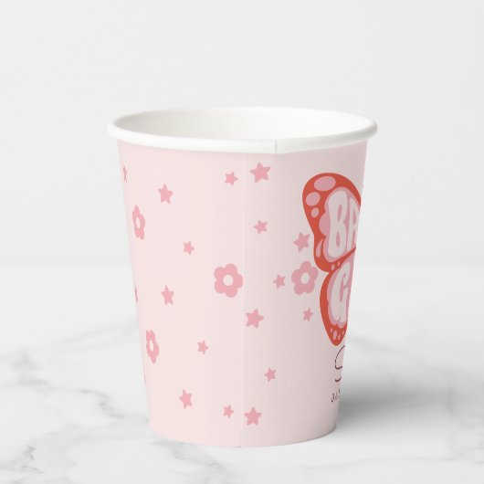 Baby Girl Pink Butterfly Babydusche Pappbecher (Rechts)