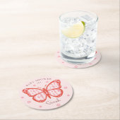 Baby Girl Pink Butterfly Babydusche Runder Pappuntersetzer (Vor Ort)