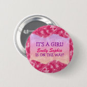 Baby Girl - Pink Camouflage Themed Baby Dusche Button (Vorne & Hinten)