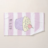 Baby Girl Pink Doodle Cupcake Herzmuster Name Badhandtuch Set (Handtuch)