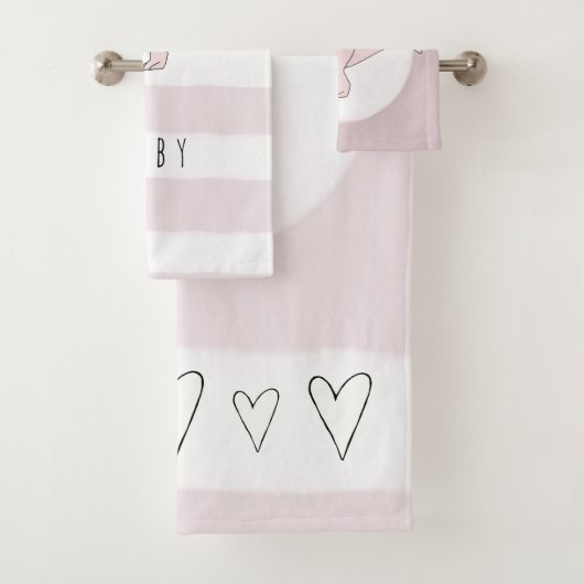 Baby Girl Pink Doodle T-Rex Dinosaur mit Name Badhandtuch Set (Insitu)