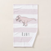 Baby Girl Pink Doodle T-Rex Dinosaur mit Name Badhandtuch Set (Handtuch)