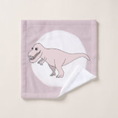 Baby Girl Pink Doodle T-Rex Dinosaur mit Name Badhandtuch Set (Waschlappen)