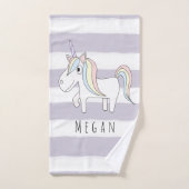 Baby Girl Pink Doodle Unicorn Herzmuster Name Badhandtuch Set (Handtuch)