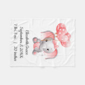 Baby Girl Pink Elephant Balloons Birth Stats Baby Fleecedecke (Vorderseite (Horizontal))