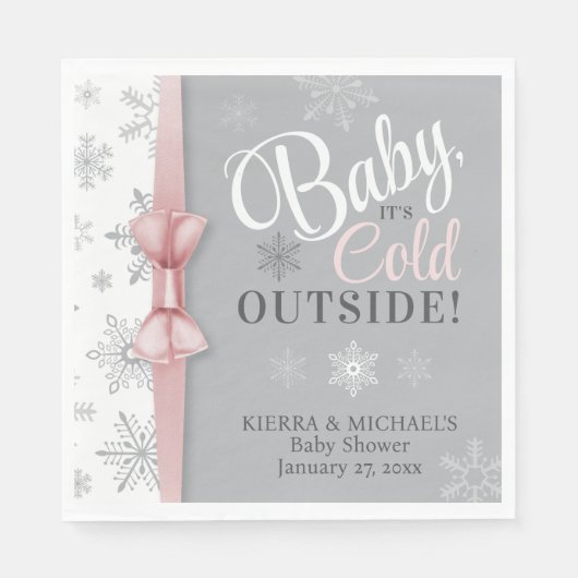 Baby Girl Pink Es ist kalte Outside Snowflake Dusc Serviette (Vorderseite)