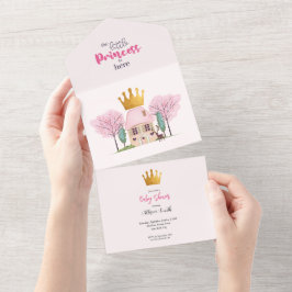 Baby Girl Pink Fairy Castle Princess Baby Dusche All In One Einladung