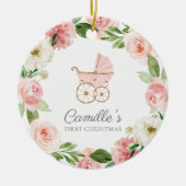Baby Girl Pink Floral Erster Weihnachtsschmuck (Vorne)