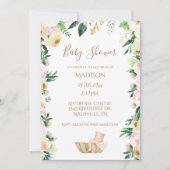 Baby Girl Pink Floral Script Elegant Baby Shower Einladung (Vorderseite)