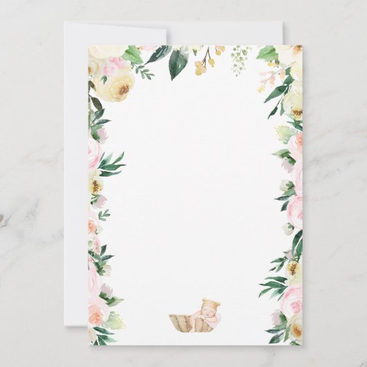 Baby Girl Pink Floral Script Elegant Baby Shower Einladung (Rückseite)