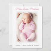 Baby Girl Pink Geburtskarte Ankündigung (Vorderseite)