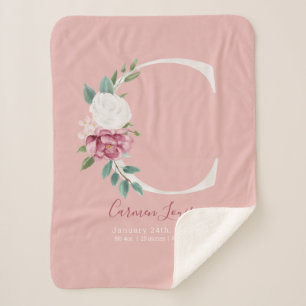 Baby Girl pink Geburtsstatistiken - Letter C - Sherpadecke