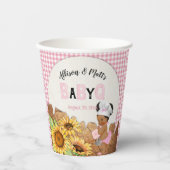 Baby Girl Pink Gingham Sunflowers Baby Q GRILLEN P Pappbecher (Vorderseite)