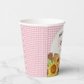 Baby Girl Pink Gingham Sunflowers Baby Q GRILLEN Pappbecher (Rechts)
