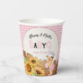 Baby Girl Pink Gingham Sunflowers Baby Q GRILLEN Pappbecher (Vorderseite)