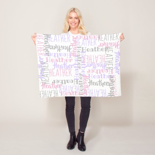 Baby Girl Pink/Grau Personalisierter Individuelle  Fleecedecke (Beispiel)