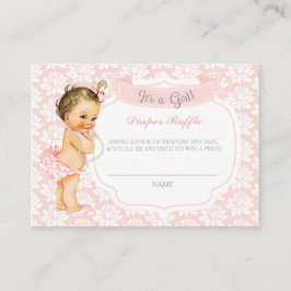 Baby Girl Pink Gray Diaper Raffle Ticket Begleitkarte
