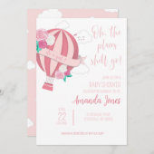 Baby Girl Pink Heißluftballon Dusche Einladung (Vorne/Hinten)