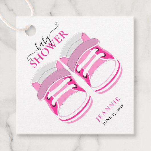 BABY GIRL PINK HINTERNS BABY SHOWER GESCHENKANHÄNGER (Vorderseite)