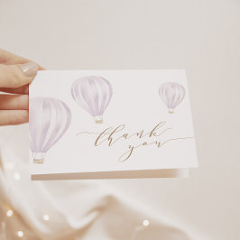 Baby Girl Pink Horizontal Heißluftballon Dankeskarte