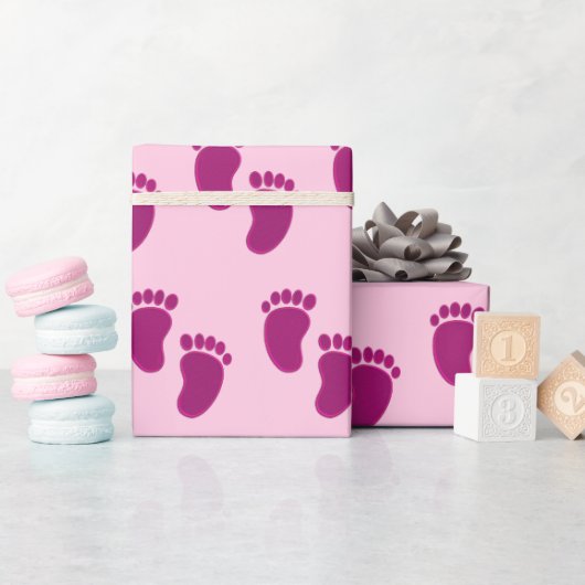 Baby Girl Pink Imitats Stickerei Print Pattern Geschenkpapier (Babyparty)