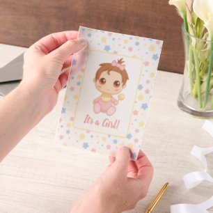 Baby Girl Pink Jumpsuit Beilage Pergament Einladungen