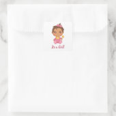 Baby Girl Pink Jumpsuit Custom Text Quadratischer Aufkleber (Tasche)