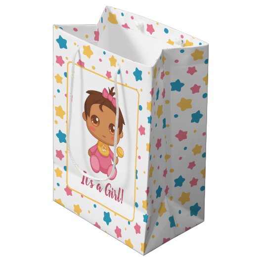 Baby Girl Pink Jumpsuit Dark Mittlere Geschenktüte (Vorderseite Schrägansicht)