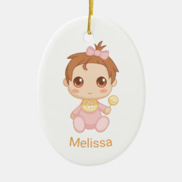 Baby Girl Pink Jumpsuit, Individuelle Name und Fot Keramik Ornament