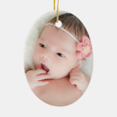 Baby Girl Pink Jumpsuit, Individuelle Name und Fot Keramik Ornament (Hinten)