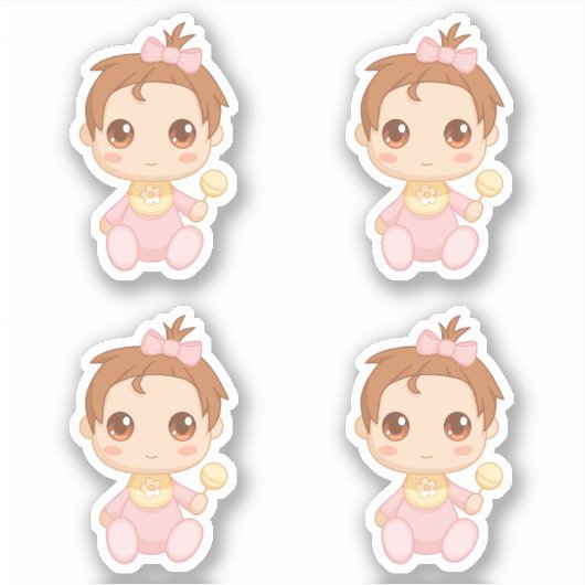 Baby Girl Pink Jumpsuit Set of 4 Aufkleber (Vorderseite)