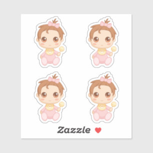 Baby Girl Pink Jumpsuit Set of 4 Aufkleber