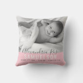 BABY Girl Pink Keepake Name Geburtsdatum FOTO Kissen (Rückseite)