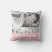 BABY Girl Pink Keepake Name Geburtsdatum FOTO Kissen (Vorderseite)
