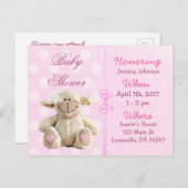 Baby Girl Pink Lamb Babydusche Einladung (Vorne/Hinten)