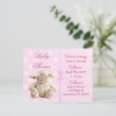 Baby Girl Pink Lamb Babydusche Einladung (Stehend Vorderseite)