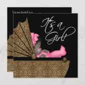 Baby Girl Pink Leopard Baby Dusche Einladung (Vorne/Hinten)