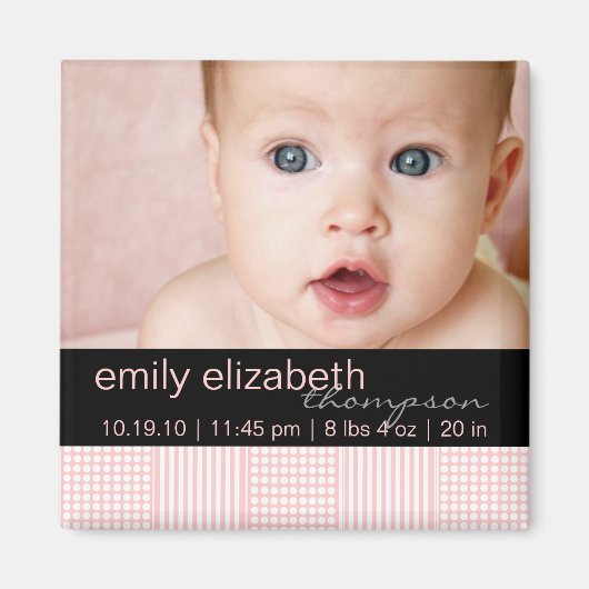 Baby Girl Pink Modernes Foto Magnet (Vorne)