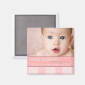 Baby Girl Pink Modernes Foto Magnet (Vorderseite/Rückseite)