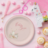 Baby Girl Pink Niedlich Elegante Script Baby Dusch Pappteller (Party)