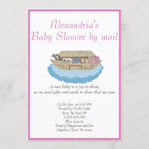 Baby Girl Pink Noah's Ark Baby Shower Einladung