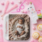 Baby Girl pink Party Foto Glückwünsche Pappteller (Party)