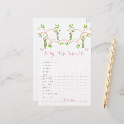 Baby Girl Pink Peak in einem Pod Custom Word Scram Briefpapier (Vorderseite/Rückseite Beispiel)