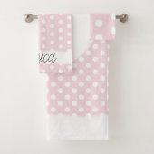 Baby Girl Pink Polka Dot Muster Monogramm Name Badhandtuch Set (Insitu)