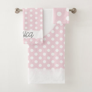 Baby Girl Pink Polka Dot Muster Monogramm Name Badhandtuch Set