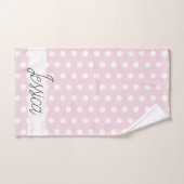 Baby Girl Pink Polka Dot Muster Monogramm Name Badhandtuch Set (Handtuch)