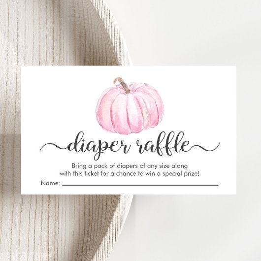Baby Girl Pink Pumpkin Diaper Raffle Dusche Begleitkarte