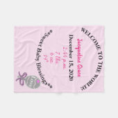 Baby Girl Pink Rattle Fleece Blanket (Vorderseite (Horizontal))