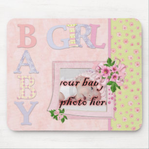 Baby Girl Pink Roses Gerahmt Mousepad Mouse Pad
